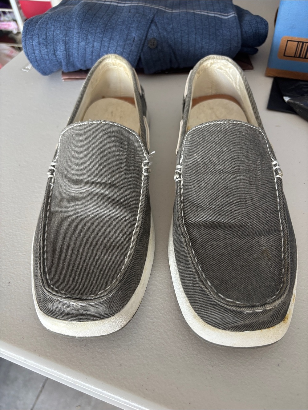 Tommy Hilfiger Men's Gray Canvas Slip-On Loafers